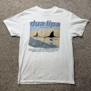 Dua Lipa Shirt Mens Medium White Radical Optimism Album Shark Graphic Tee